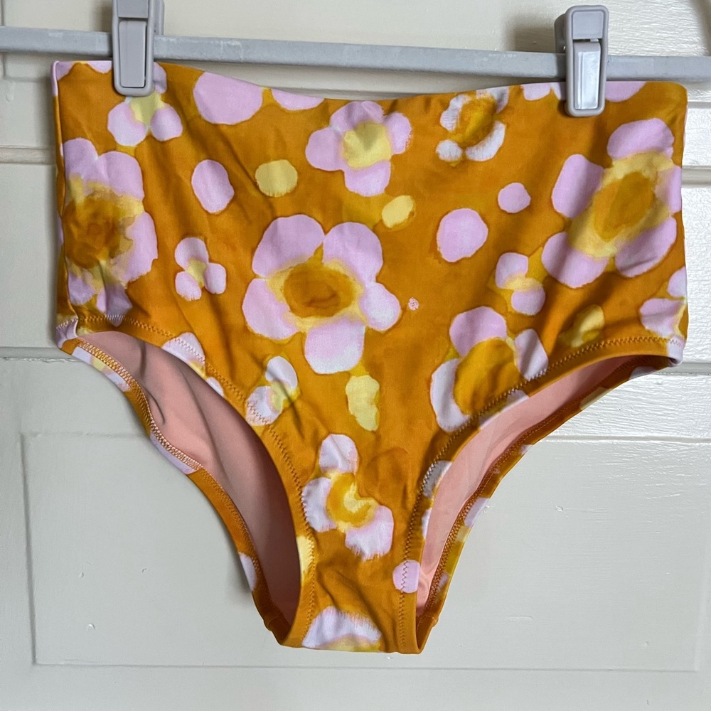 Madewell second wave retro high-waisted bikini bottom in watercolor floral - M